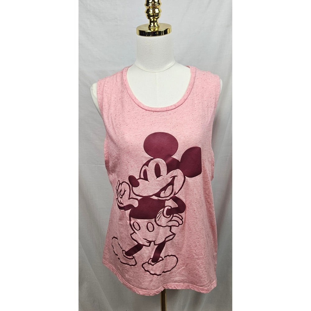 Disney Mickey Mouse & Friends Pink Heathered Tank Top Large Vacation Disneyland